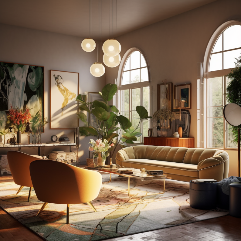 modern art nouveau interior design living room