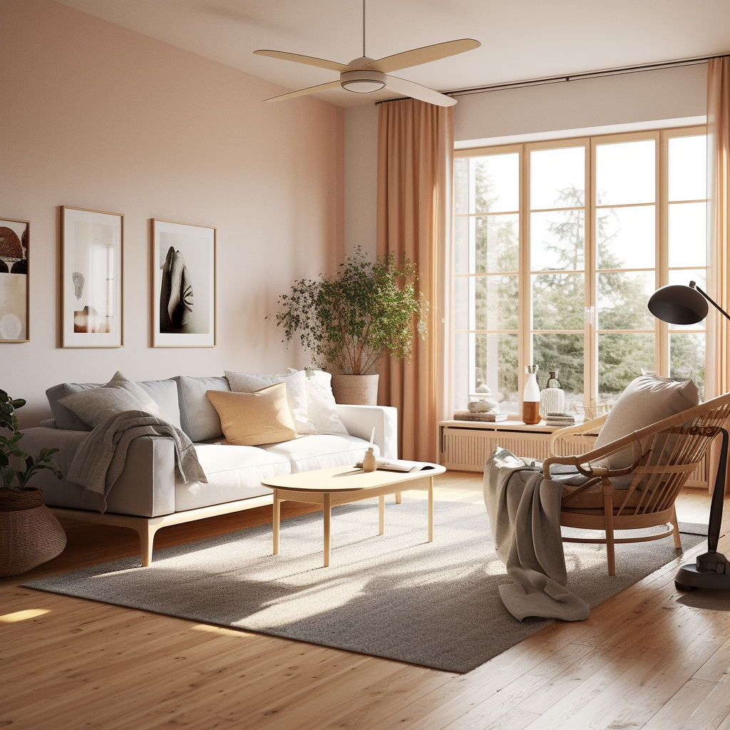 Scandi design living room with lots of light