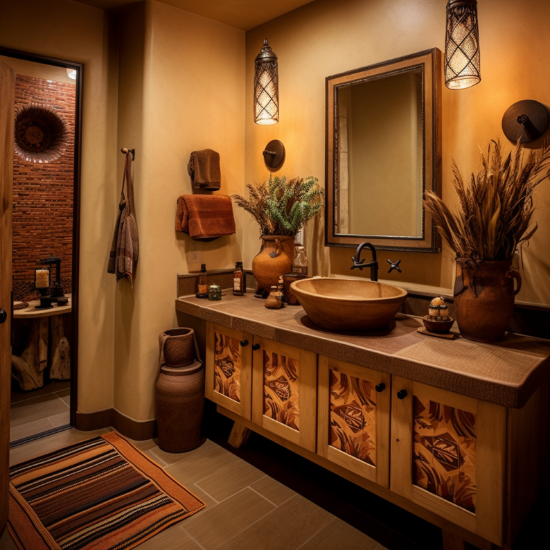 a southwestern interior design bathroom